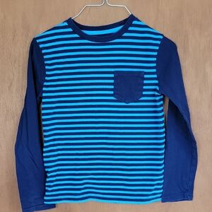 Circo Navy and Bright Blue Striped Long-Sleeve Pocket Tee